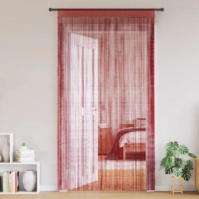 Berkfield Home Red String Curtains, 2 Pack, W: 100 cm, H: 250 cm – 1