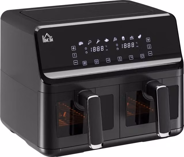 HOMCOM 8L Double Air Fryer Oven with Digital Display and 8 Presets, Black – 1