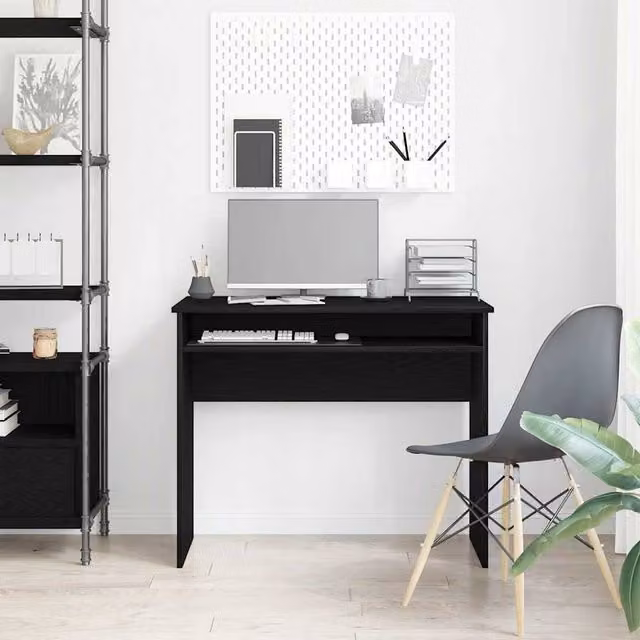 Berkfield Home Modern Writing Desk in Black Oak, W/D/H: 90 x 50 x 74 cm