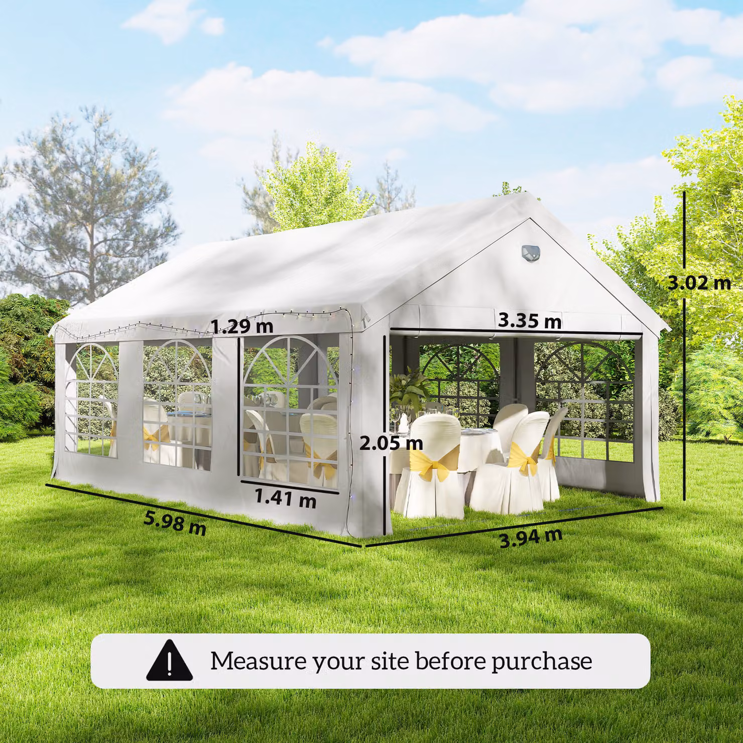 Outsunny White Party Tent with Windows and 4 Removable Sidewalls, W/D/H: 600 x 394 x 302 cm – 2