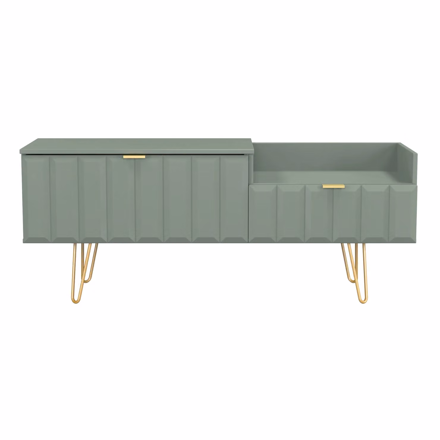 Ready Assembled 2 U Metro 2 Drawer Coffee TV Unit in Pale Green – 2