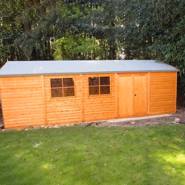 Shires Mammoth Loglap Shiplap Double Door Shed with Two Opening Windows in Brown – 1