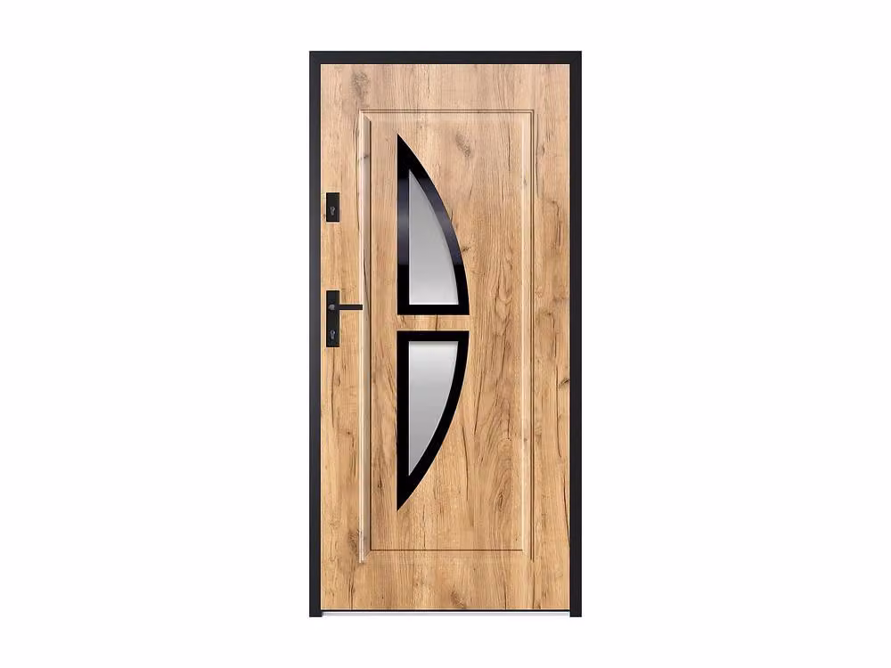 Vente-unique Steel and Glass Entrance Door in Light Oak Effect, Right-Hand Opening, H: 207 cm, W: 100 cm – 2