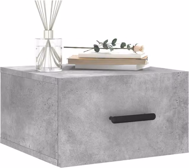 Berkfield Home Wall-mounted Bedside Cabinet in Concrete Grey, W/D/H: 35 x 35 x 20 cm