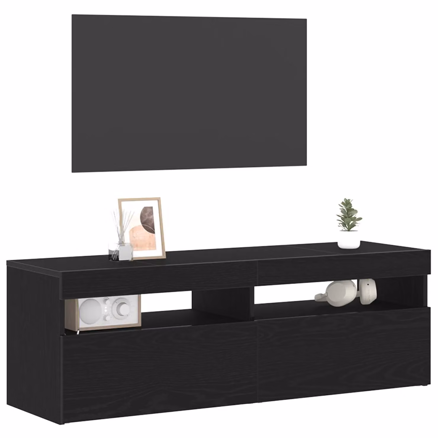 Berkfield Home Modern TV Cabinet in Black Oak with LED, W/D/H: 120 x 35 x 40 cm – 3