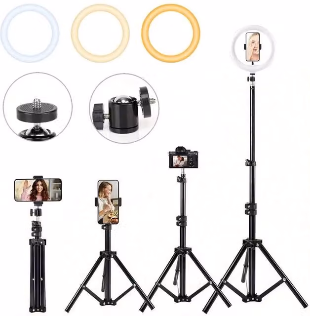 VOGREX 12 Inch Selfie Ring Light with Tripod and Phone Holder in Black – 1
