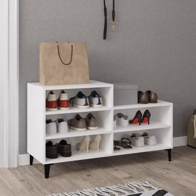 Berkfield Home White Shoe Cabinet with Internal Shelves, W/D/H: 102 x 36 x 60 cm