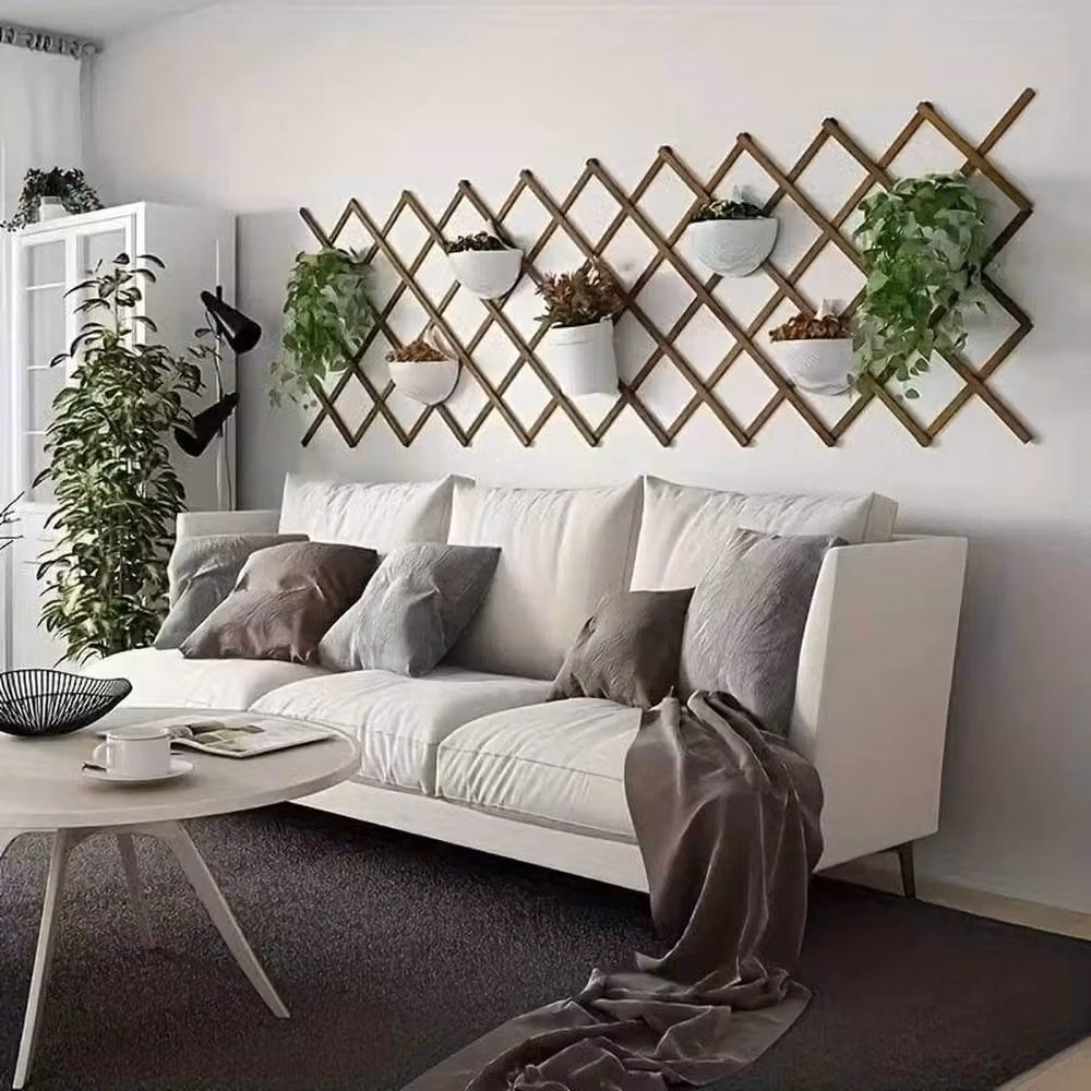 Kelvenix 2 Pack Brown Adjustable Woven Garden Lattice Trellis Fence for Climbers and Wall Mounting – 2