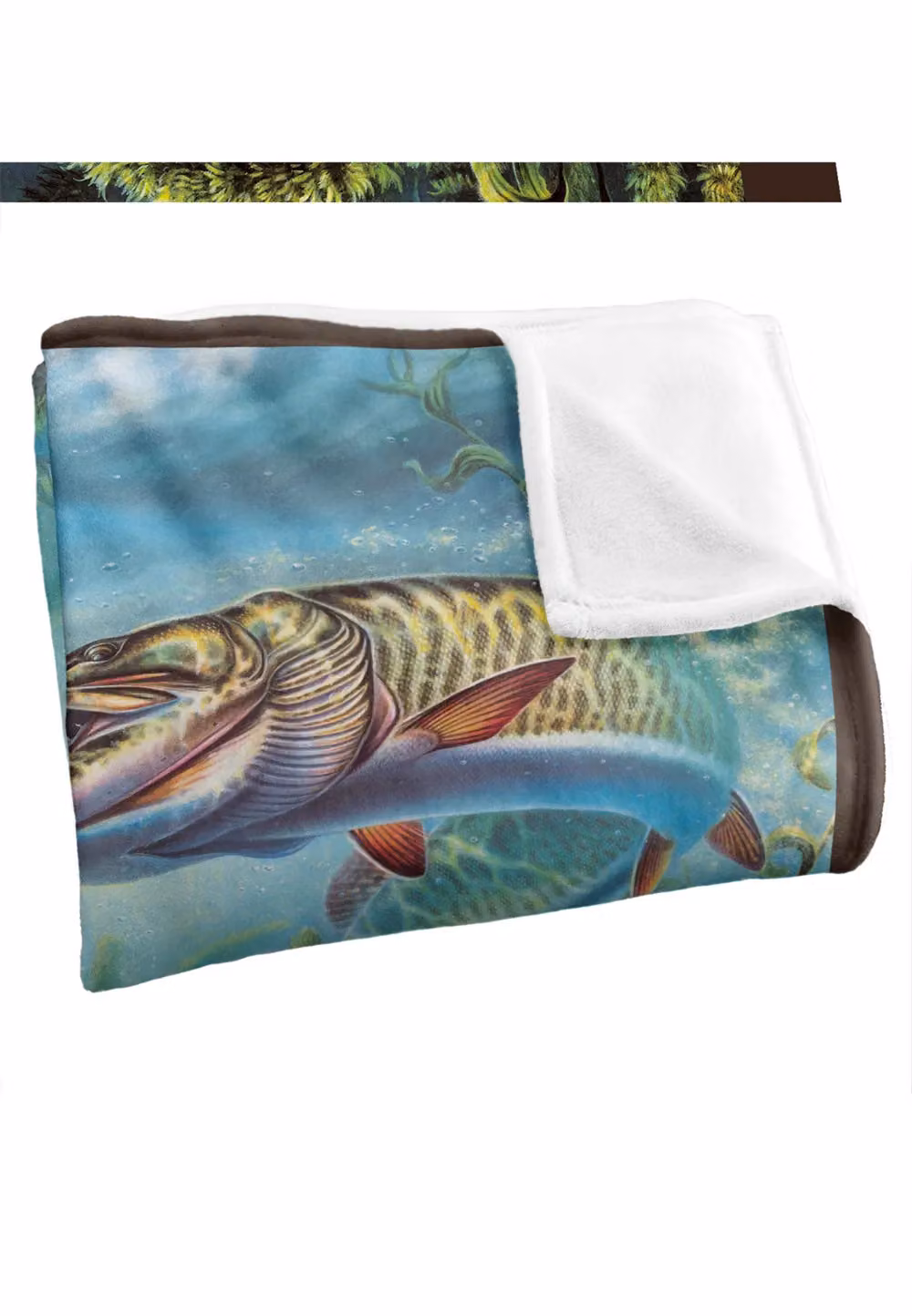 JQ Licensing Provoked Musky Fishing Super Soft Silky Touch Fleece Throw Blanket, White, W: 152 cm, D: 127 cm – 3