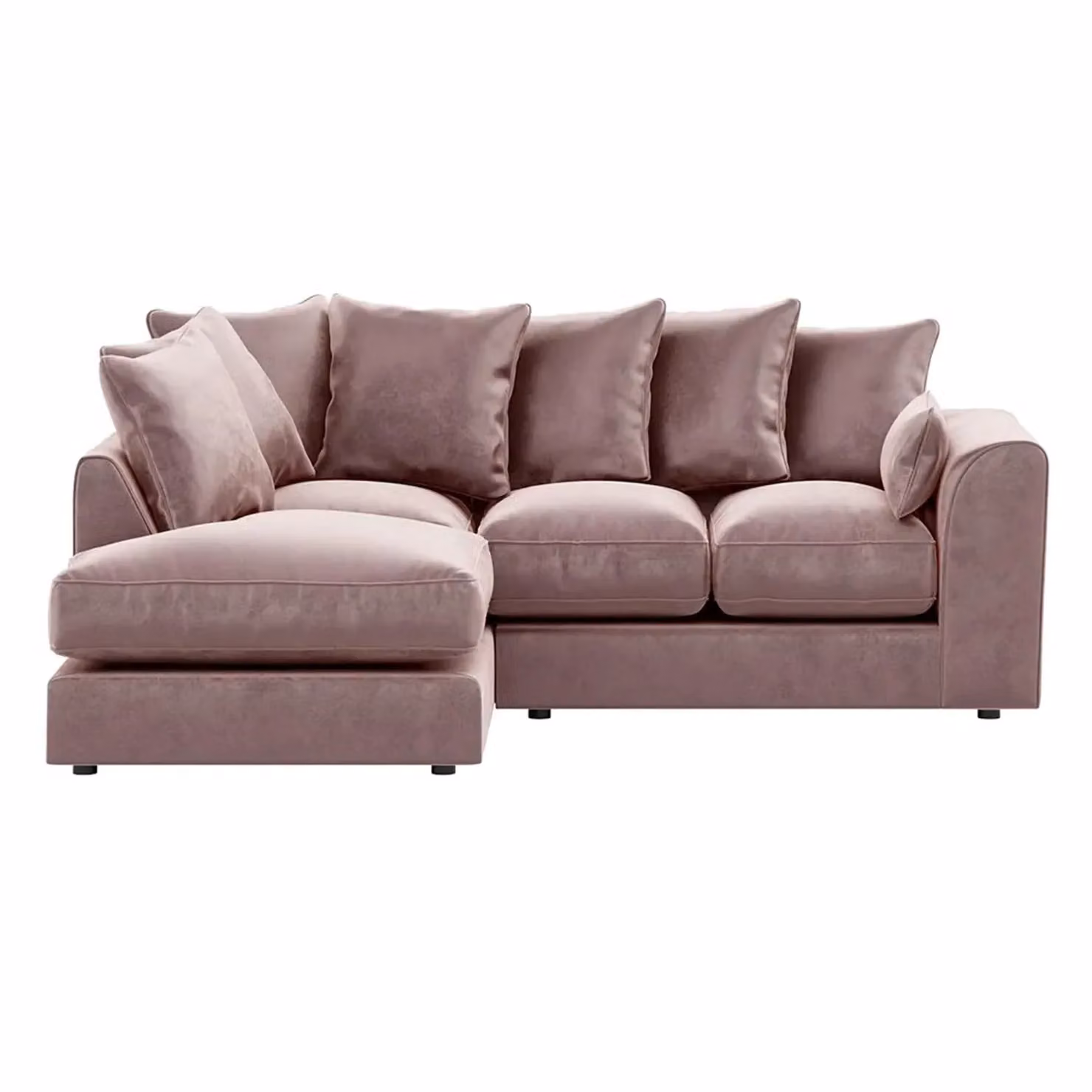 Furnishings For Less UK Brooklyn Pink Plush Velvet 3 to 4 Seater L Shaped Corner Sofa, Left Hand Facing – 2