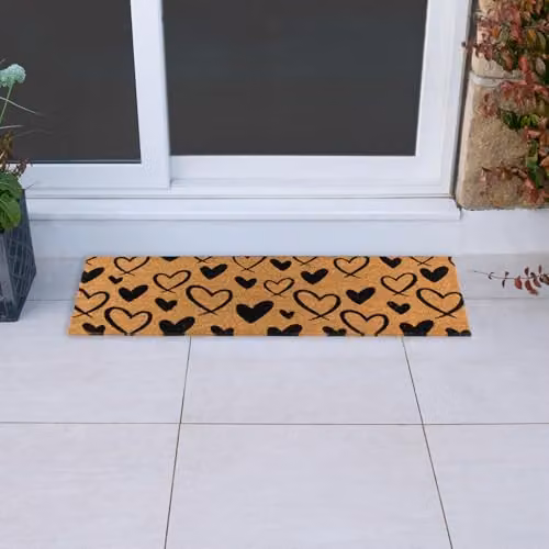 JVL Coir Entrance Doormat Runner with Hearts, Brown, W: 40 cm, L: 120 cm – 2