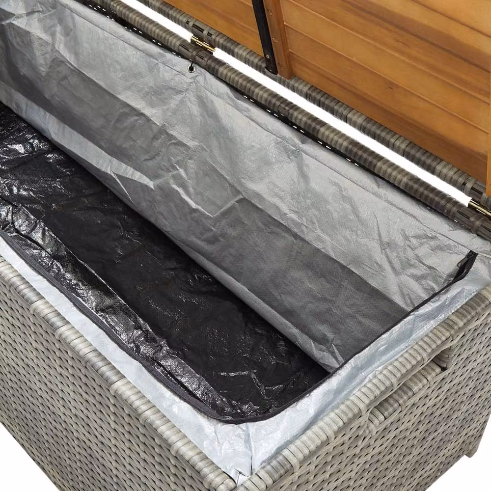 Berkfield Home Grey Poly Rattan Garden Storage Bench – 3