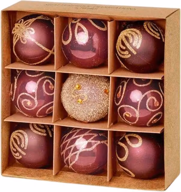 Premier Pack of 9 Abstract Purple Christmas Baubles