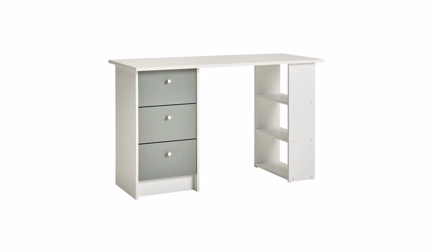 Kids Malibu 3 Drawer Desk in Green and White