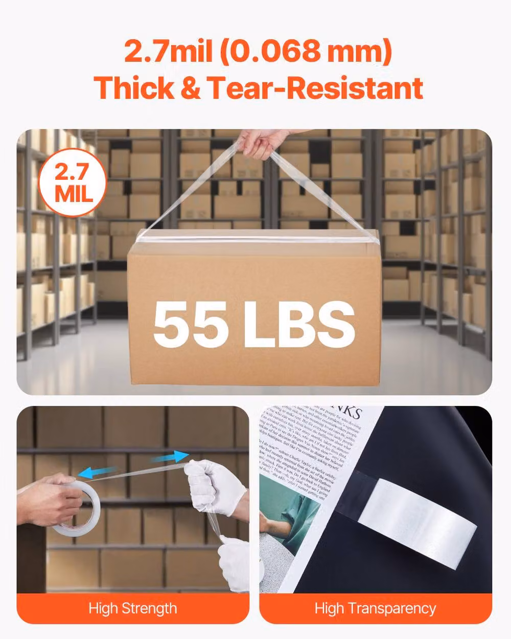 VEVOR Heavy Duty Packing Tape, 24 Rolls, Transparent – 3