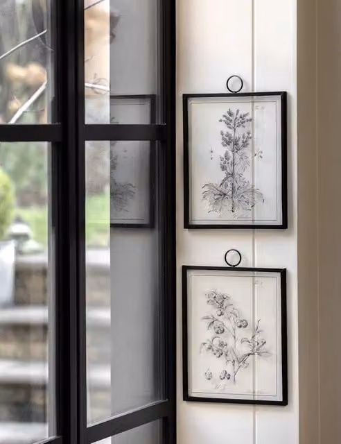 Gallery Direct Set of 2 Petiole Botanical Floral Framed Art in Black