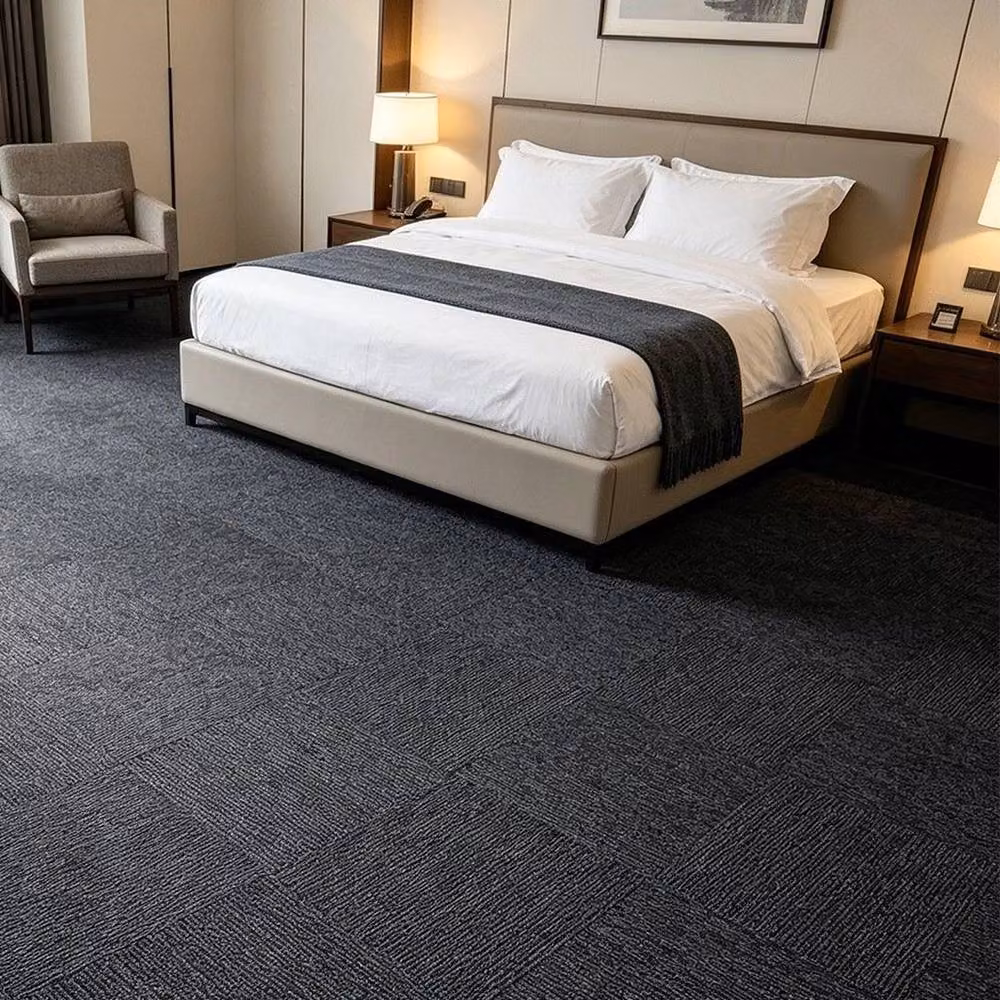 FLAVORA 20 Pack Commercial Carpet Tiles in Black, W/D/H: 50 x 50 x 0.5 cm – 3