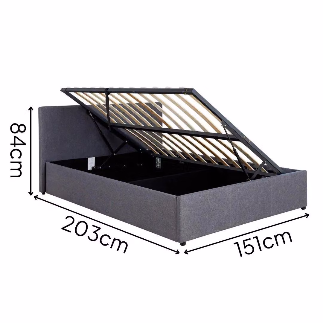 Home Source Horizon Ottoman Side Gas Lift Bed Frame in Grey, Double, W/D/H: 140 x 200 cm – 3