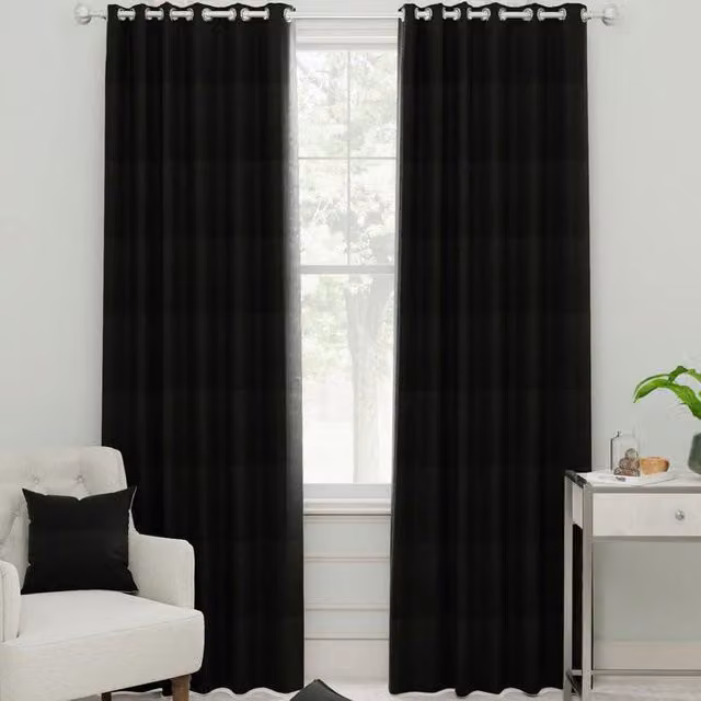 Linda Barker Royal Velvet Made to Measure Opaque Black Eyelet Curtain Panel