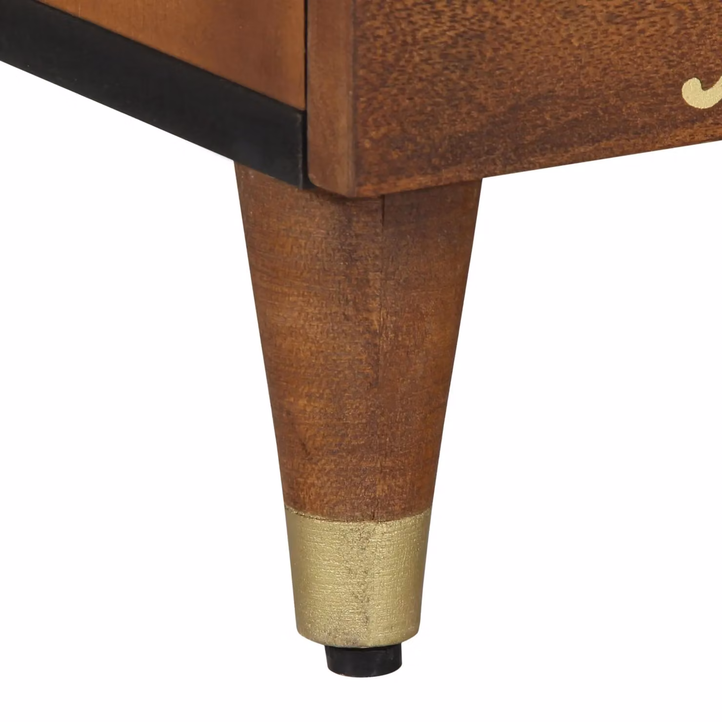 Berkfield Home Solid Wood Bedside Table in Honey Brown with Gold Accents – 5