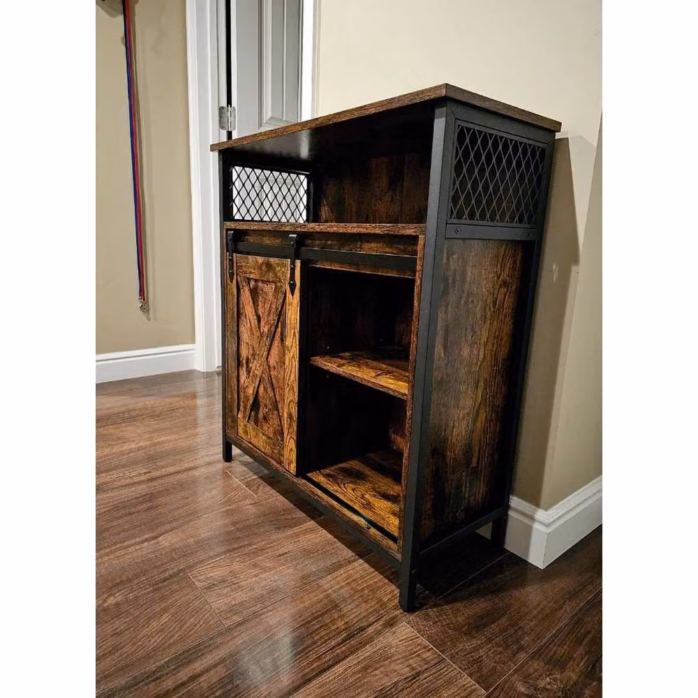 FORGEVIO Vintage Industrial Small Storage Cabinet and Rustic Sideboard in Brown and Black – 3