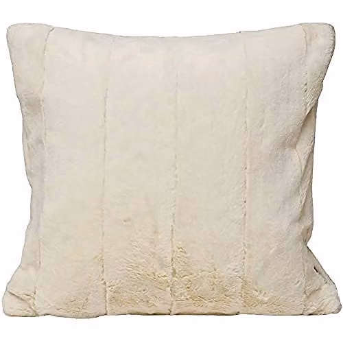 Paoletti Empress Square Faux Fur Filled Cushion, Cream/Beige, W/D/H: 55 x 55 x 55 cm