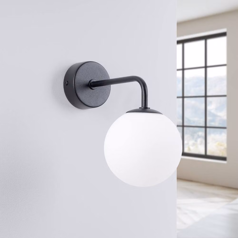 Sollux Lighting minimalist sphere wall lamp in black, W/D/H: 21 x 10 x 22 cm – 2