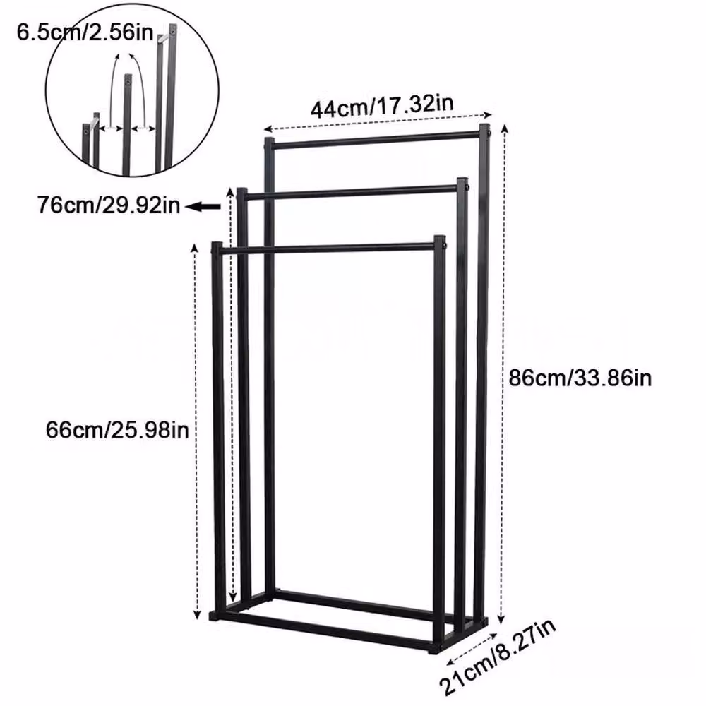 FORGEVIO Black 3 Tier Freestanding Metal Bathroom Towel Storage Rack Stand – 2