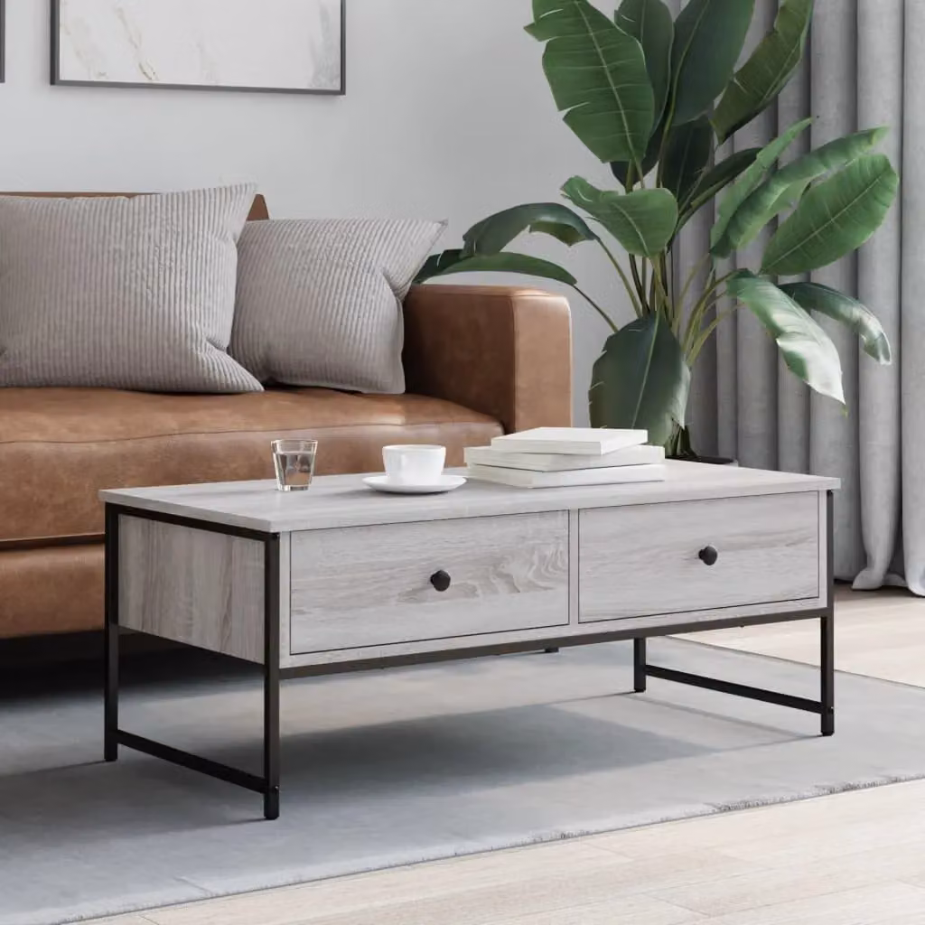 Berkfield Home Grey Sonoma Coffee Table in Engineered Wood, W: 101 cm, D: 49 cm, H: 39.5 cm – 2