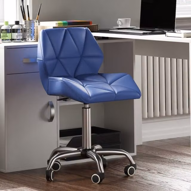 Vida Designs Modern Geometric Task Chair in Blue and Yellow Synthetic Leather