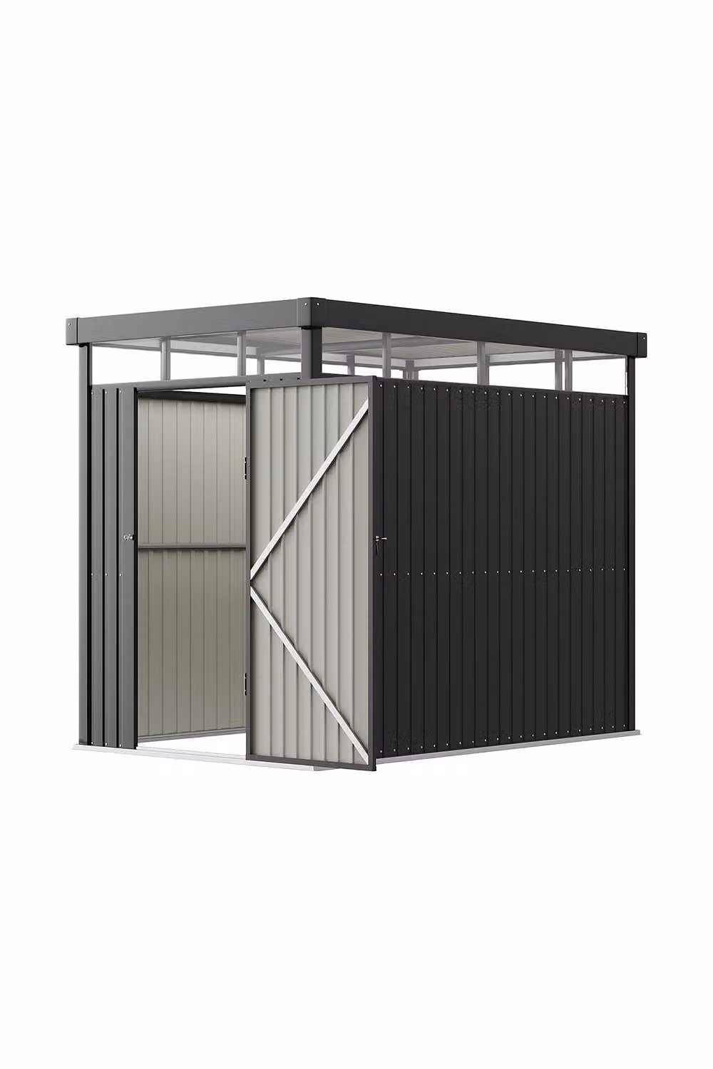 Garden Sanctuary Black Galvanised Steel Outdoor Garden Storage Shed with Transparent Windows – 4