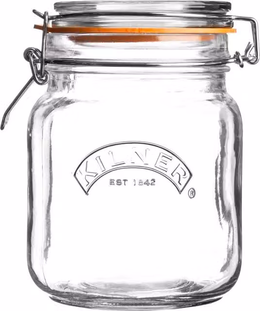 Kilner Transparent Glass Leakproof Cliptop Jar, 1 l