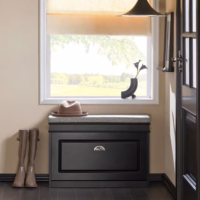 SoBuy Modern Black Shoe Cabinet with Flip-drawers and Hinged Doors