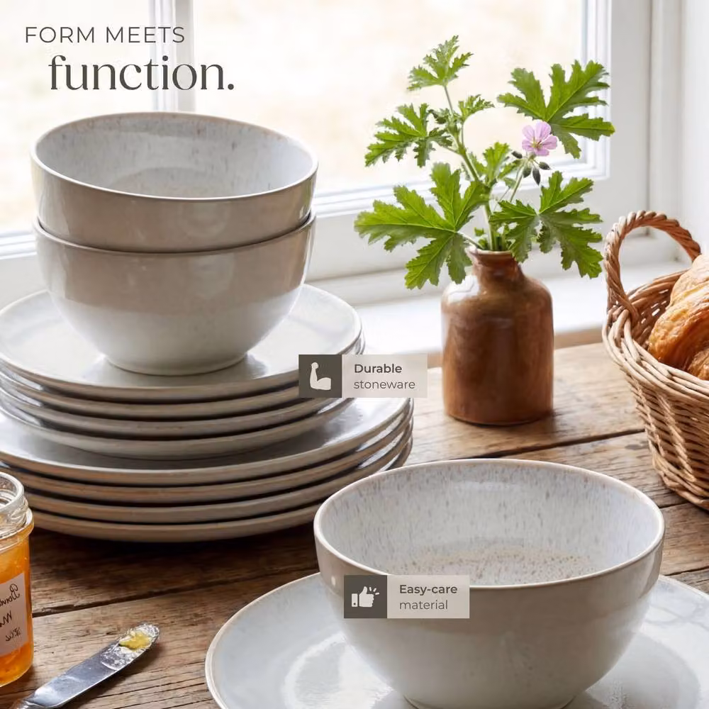 tectake Mare Dinner Set for 6 People in Light Sand Glazed Stoneware – 4