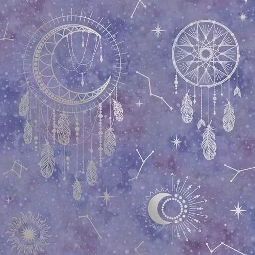 Holden Decor Dreamcatcher Wallpaper in Purple and Silver for Bedrooms, Nurseries and Playrooms – 1