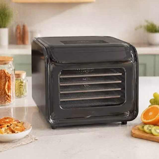 STILVORA Food Dehydrator with 6 Trays, Black, featuring Digital Display and Timer