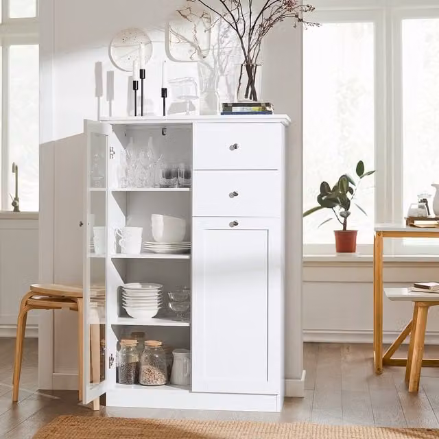 SoBuy Modern White Sideboard with 2 Doors and 2 Drawers
