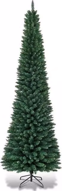 Gymax 210 cm Slim Artificial Christmas Tree in Green – 1