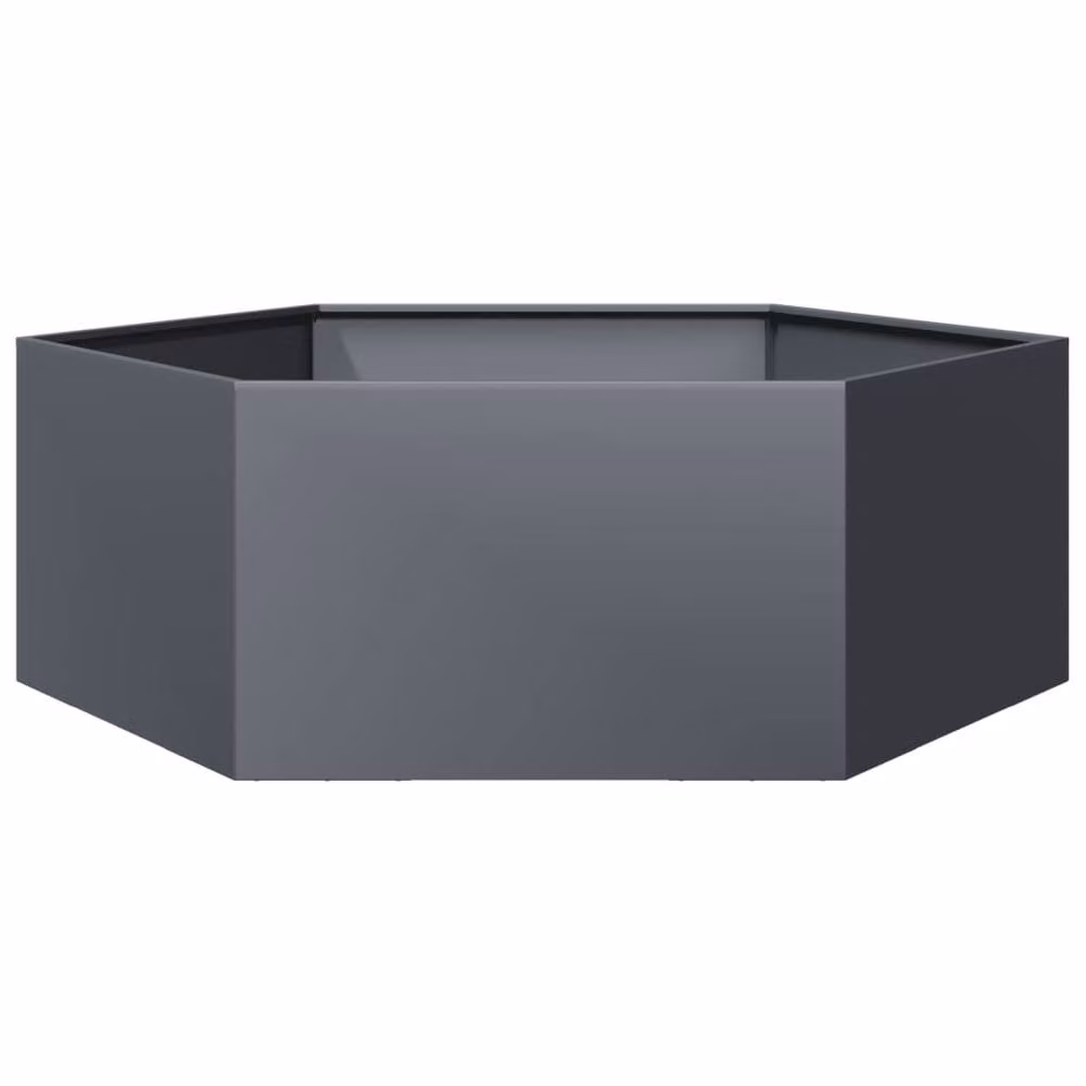 Berkfield Home Durable Hexagon Steel Garden Planter in Anthracite, W/D/H: 120 x 120 x 45 cm – 3