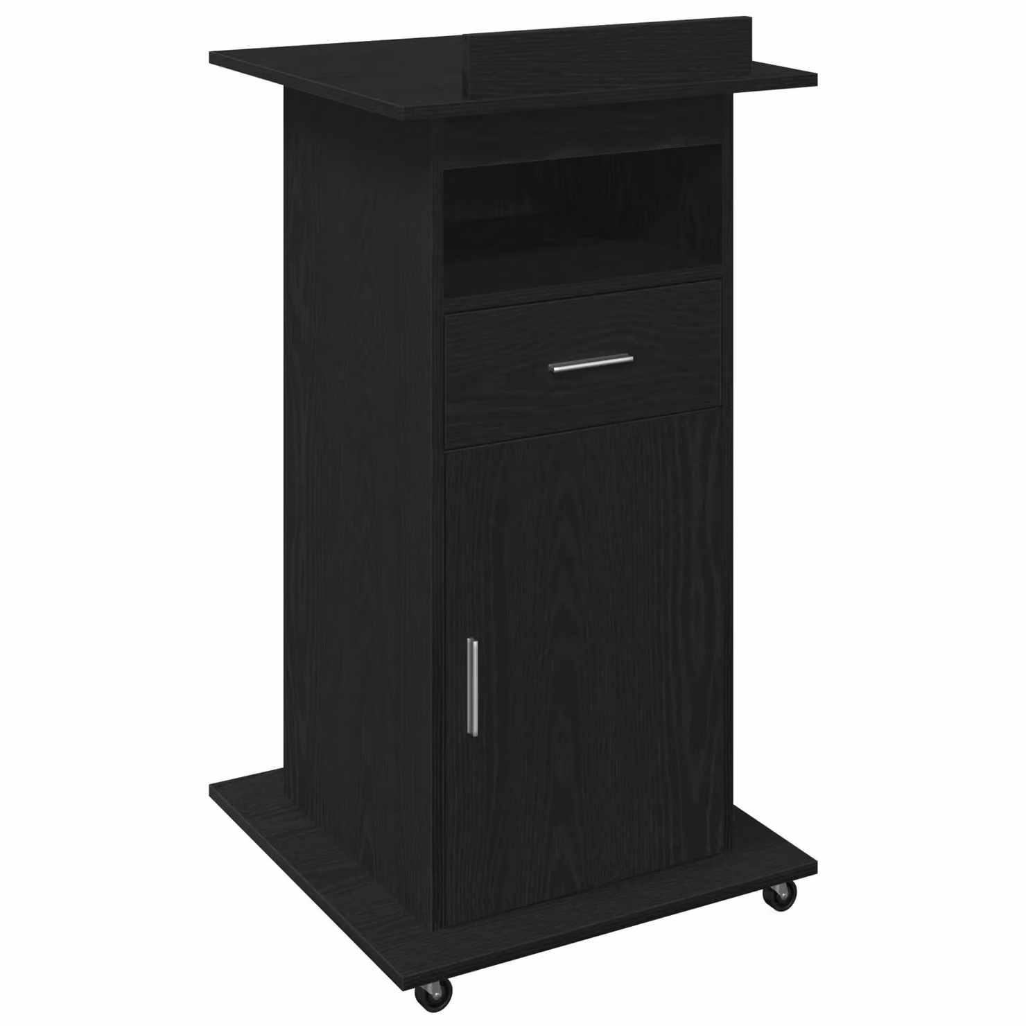 Berkfield Home Black Oak Lectern Podium with Wheels in Engineered Wood – 2