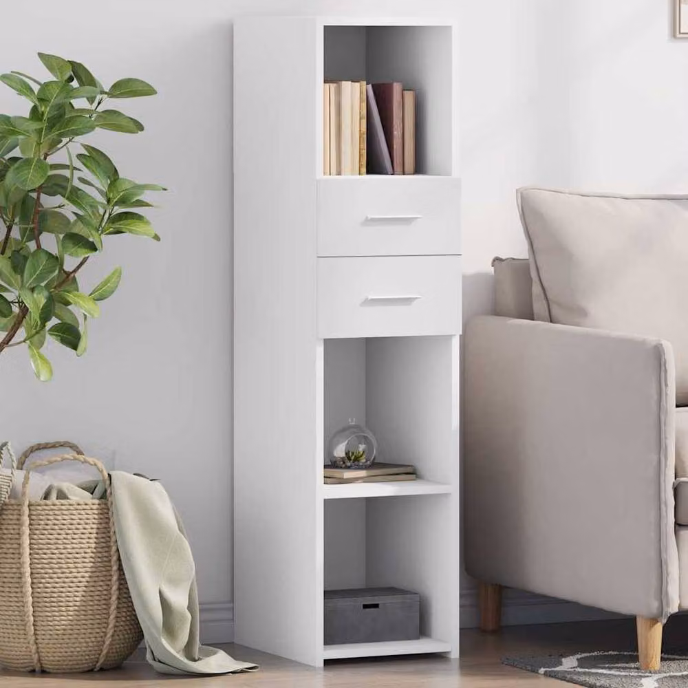 Berkfield Home White MDF Highboard with Internal Shelves and Hinged Doors, W/D/H: 30 x 42.5 x 124 cm – 2