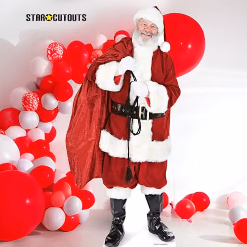 Star Cutouts SC14 Lifesize Father Christmas Santa Claus Decoration with Sack of Toys, Red and Multicolour, Height: 180 cm – 3