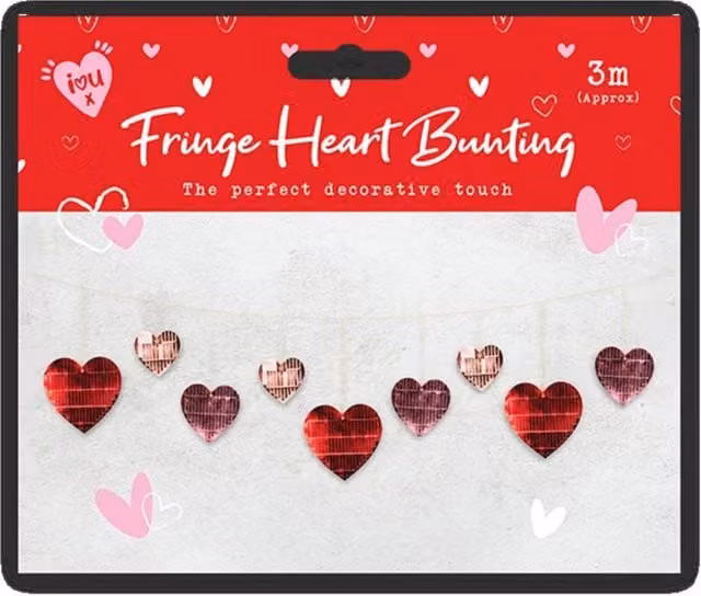 KDMD Valentines Day Red and Multicolour Foil Heart Bunting, 6 Pack, 3m – 1