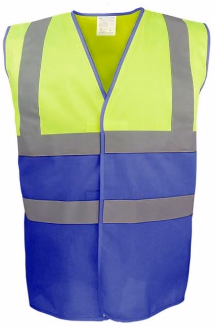 Yoko Unisex Class 2 Hi-Vis Vest in Yellow and Royal Blue, Size 3XL