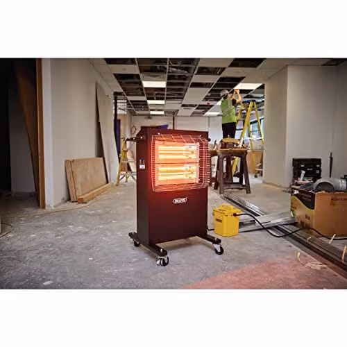 Draper 2.4kW Black Infrared Cabinet Heater with Thermostat and Tilt Protection – 3