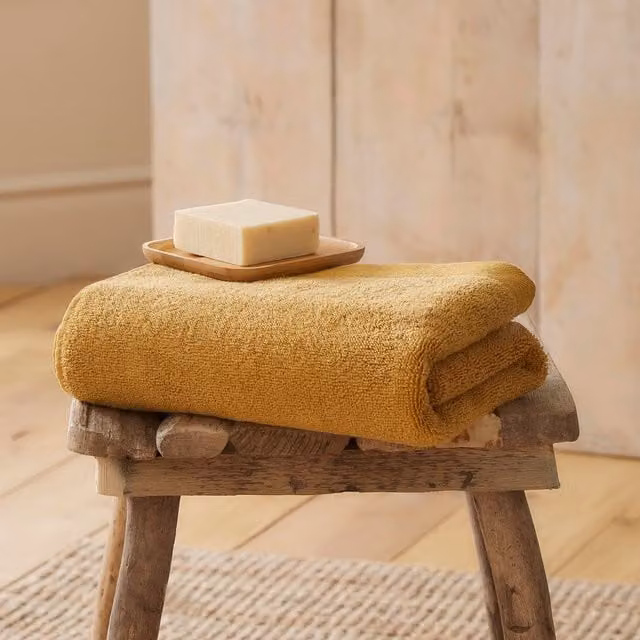 Drift Home Abode Ochre Cotton Bath Towel, W: 70 cm, H: 130 cm
