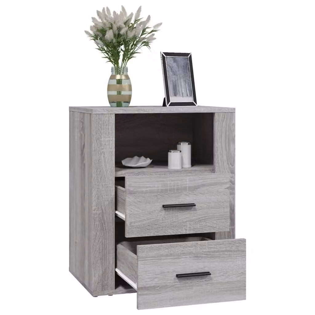 Berkfield Home Grey Sonoma Bedside Cabinet in Engineered Wood W/D/H: 50 x 36 x 60 cm – 3