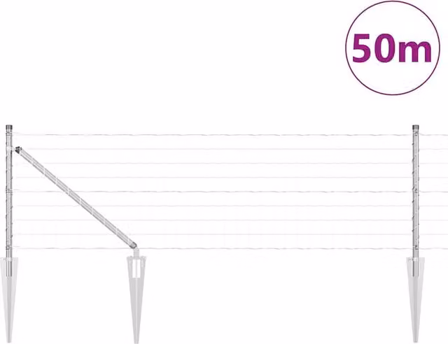 Berkfield Home Versatile Euro Fence in Grey Galvanised Steel with 13 Spike Posts, 0.6 x 50 m