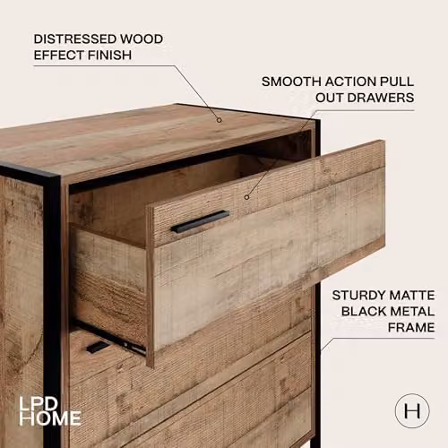 Lemon Pavilion Furniture Hoxton 3 Drawer Chest in Brown and Black, W: 63.8 cm, D: 40 cm, H: 80 cm – 3