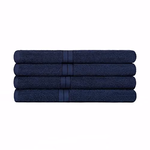 OHS 4 Pack of Blue 100% Cotton Terry Bathroom Hand Towels, W/D/H: 50 x 50 x 50 cm – 1